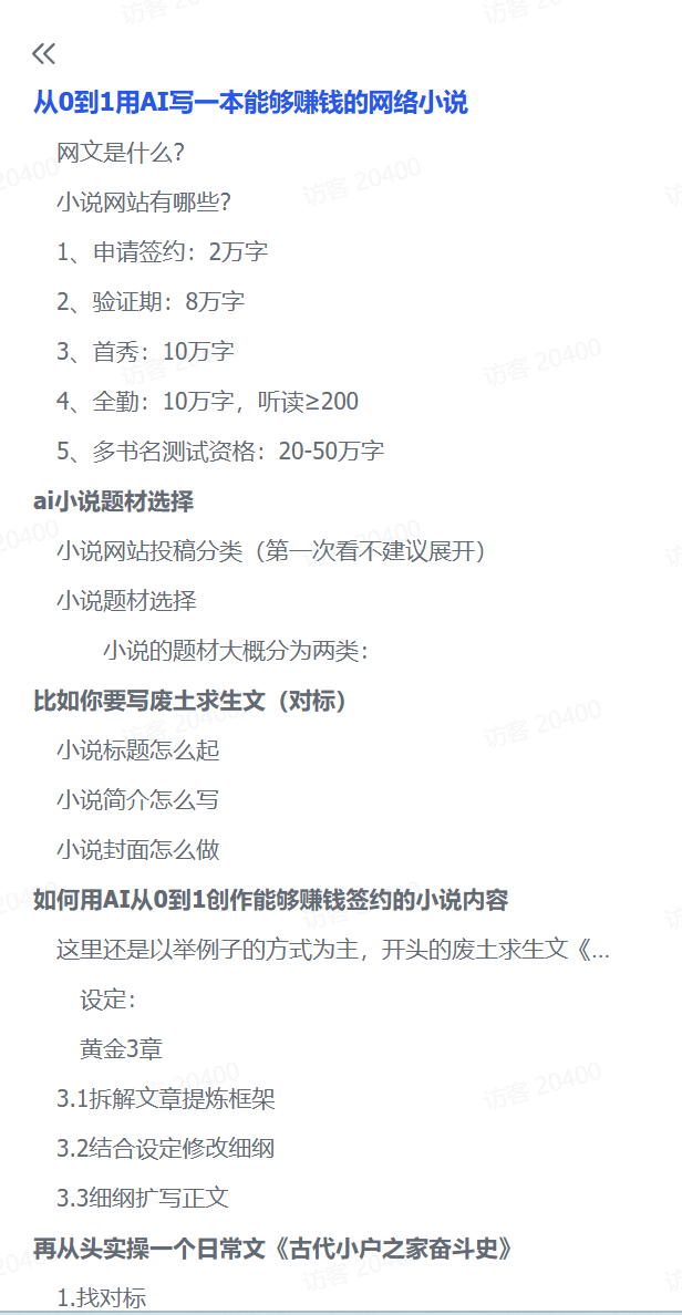 图片[1]-【2025.1.20】从0到1用AI写一本能够赚钱的网络小说-网创之家