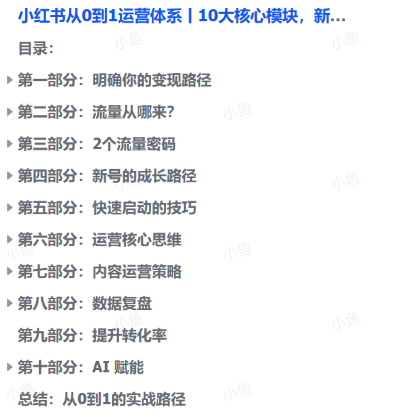 图片[1]-【2025.9.10】小红书从0到1运营体系丨10大核心模块，新手照做也能快速上手-网创之家